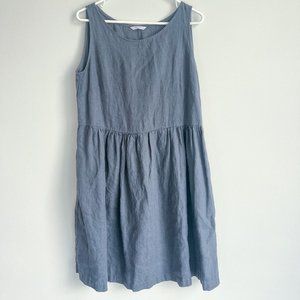 Linenfox Dark Gray Smock Dress-Basic Linen-Size Medium-Summer Dress-Graphite